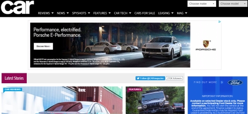 Advertise on the website of Car magazine